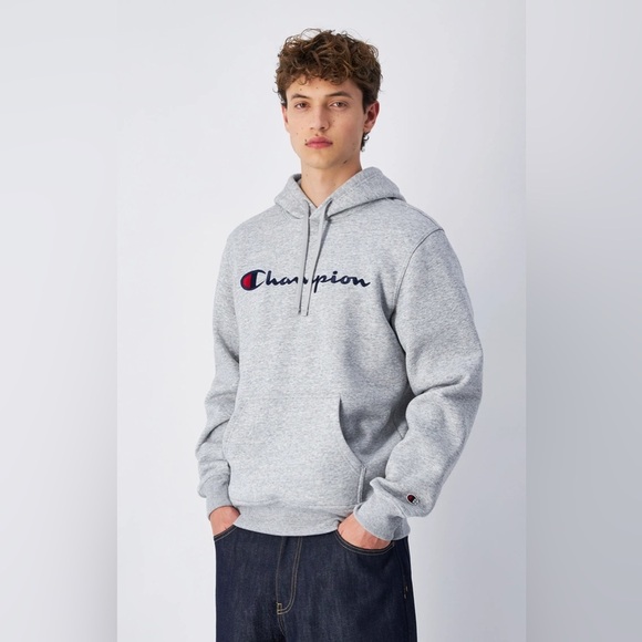 Champion Reverse Weave Gray Hoodie Small Embroidered Script Logo - Picture 1 of 12